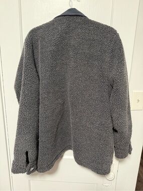 Women's Navy/Grey Sherpa Jacket - Cozy Layering Cardigan